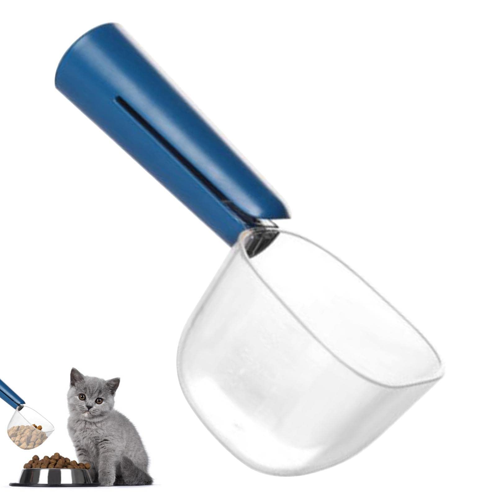 Bavokon Blue Pet Food Scoop | Cats Food Measuring Cup Clear - 1 Cup Size Portion Control Serving Spoons For Pet Dogs And Cats