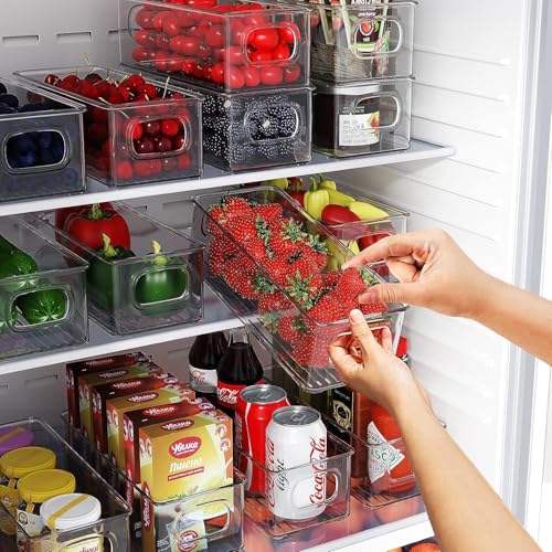 Image of Shuttle Art Transparent Fridge Storage Bins- Versatile Refrigerator and Freezer Bins for Storing Meat, Fruits, Vegetables - Kitchen, Pantry, and Cabinet Food Organizer Containers (Set of 4)