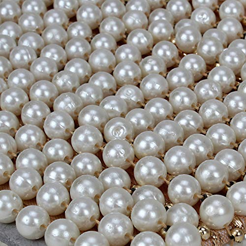 Image of 9.5 mtr Stylish Multi Pearl Laces for Dresses, Craft and Home Decoration (Gold and White)