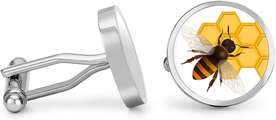 Honey Bee Cufflinks Honeycomb Cuff Links