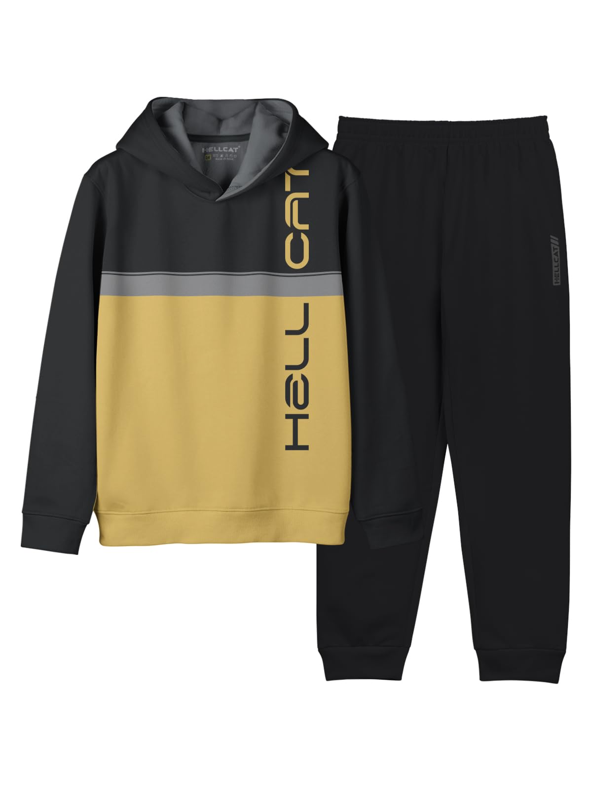 HELLCAT Printed Cotton Blend Full sleeve Hoodie T-shirt Jogger Trackpant Clothing Set for Boys