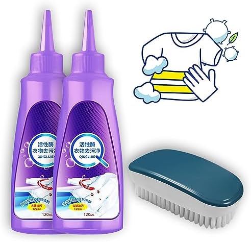 Active Enzyme Laundry Stain Remover, Clothes Stain Cleaner, Strong Stain Remover, Garment Stubborn Stain Cleaner Oil Remover (2PCS)