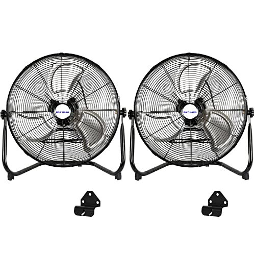 BILT HARD 4650 CFM 20" High Velocity Floor Fan, 3-Speed Heavy Duty Metal Fan with Wall-Mounting System, Industrial Shop Fan for Commercial, Garage, and Greenhouse, 2 Pack