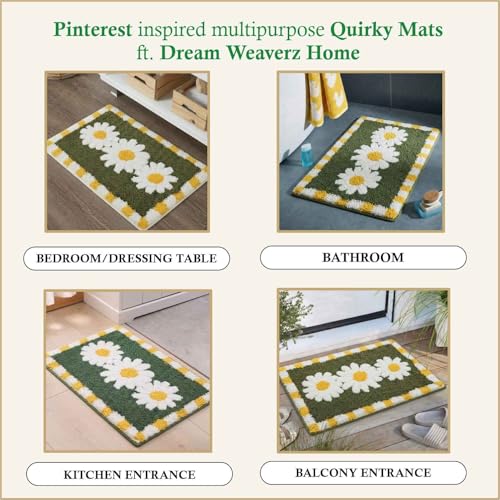 Image of Dream Weaverz 2000 GSM Super Soft Microfiber Bath Mat 40x60 cm | Ultra Absorbent Anti-Skid Quick Dry Bathroom Rug | Floor Mat for Bathroom, Bedroom, Kitchen, Home | Cute Design Bathmat