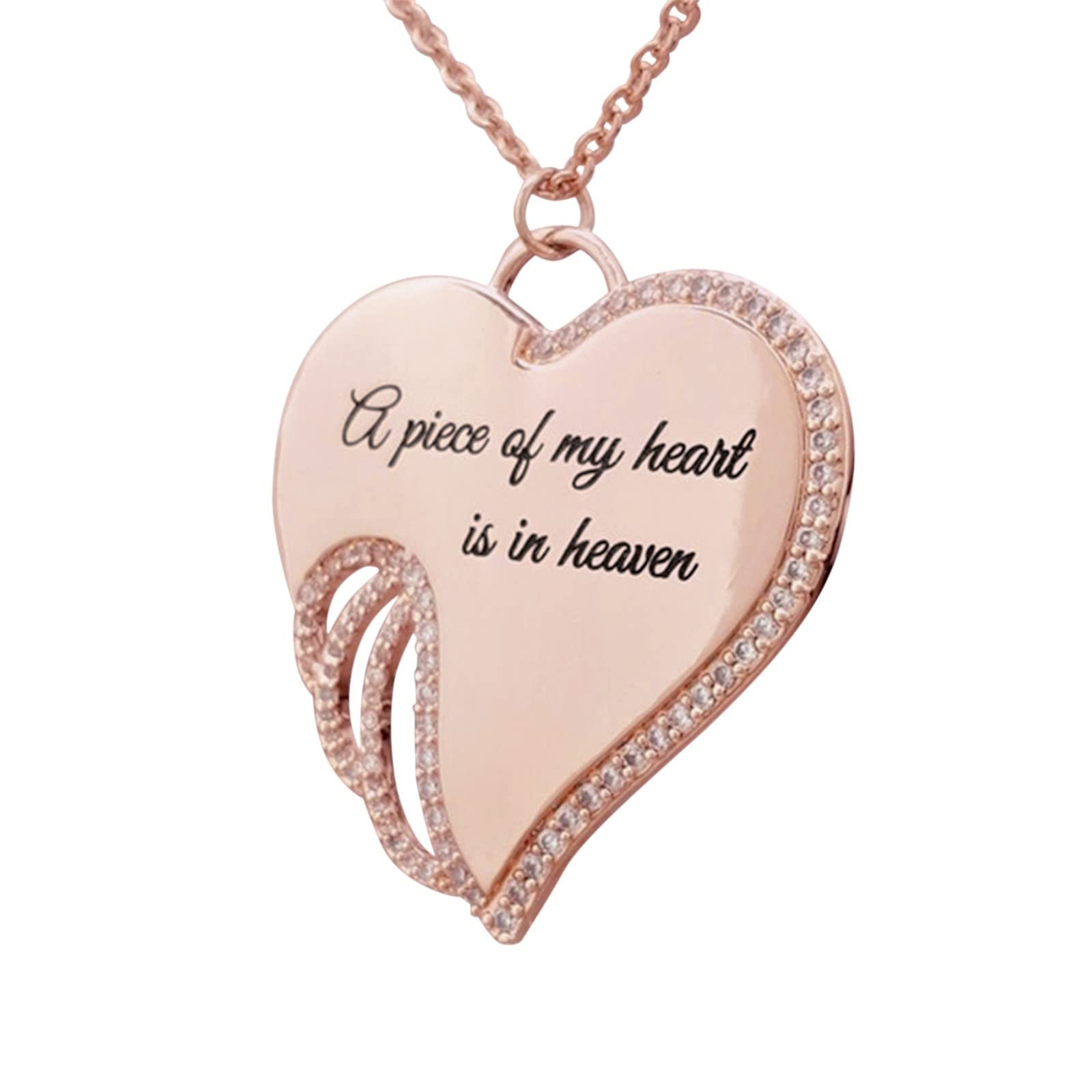 여성용 엔젤 윙 펜던트 목걸이 엄마 어머니를 위한 하트 모양 쇄골 체인 큐빅 지르코니아 기념일 목걸이-Freehip.co.kr