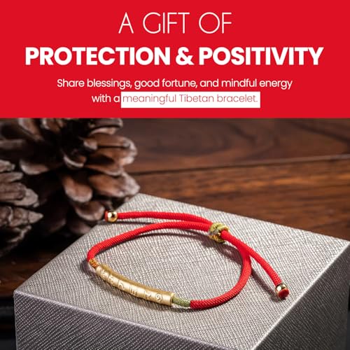 Image of Buddha & Karma Tibetan Red String Bracelet - Handmade Buddhist Lucky Charm for Protection, Good Fortune & Positive Energy - Spiritual Bracelet for Men & Women - Adjustable Bracelets for Daily Wear