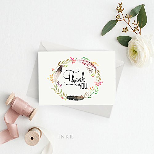 Boho Thank You Cards - 48-Count Modern Chic Thank You Notes, Bulk Thank You Cards with Envelopes, 4 x 6 Blank Notecards for Bridal Shower/Baby Shower/Wedding All Occasions - Thumbnail 2