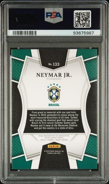Neymar Jr 2016 Panini Select Multi Color Prism Soccer Card #133 Graded PSA 10