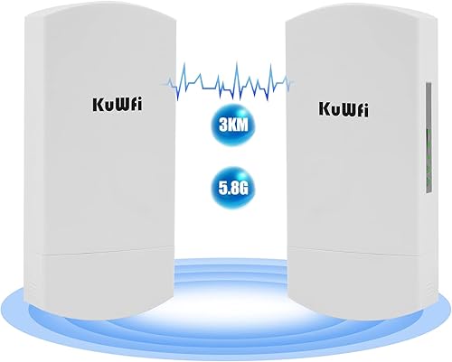 Miniatura 10 de Kit de puente WiFi de punto a punto de 5.8G Gigabit KuWFi, CPE de puente inalámbrico de largo alcance de 10KM para exteriores de punto a punto,