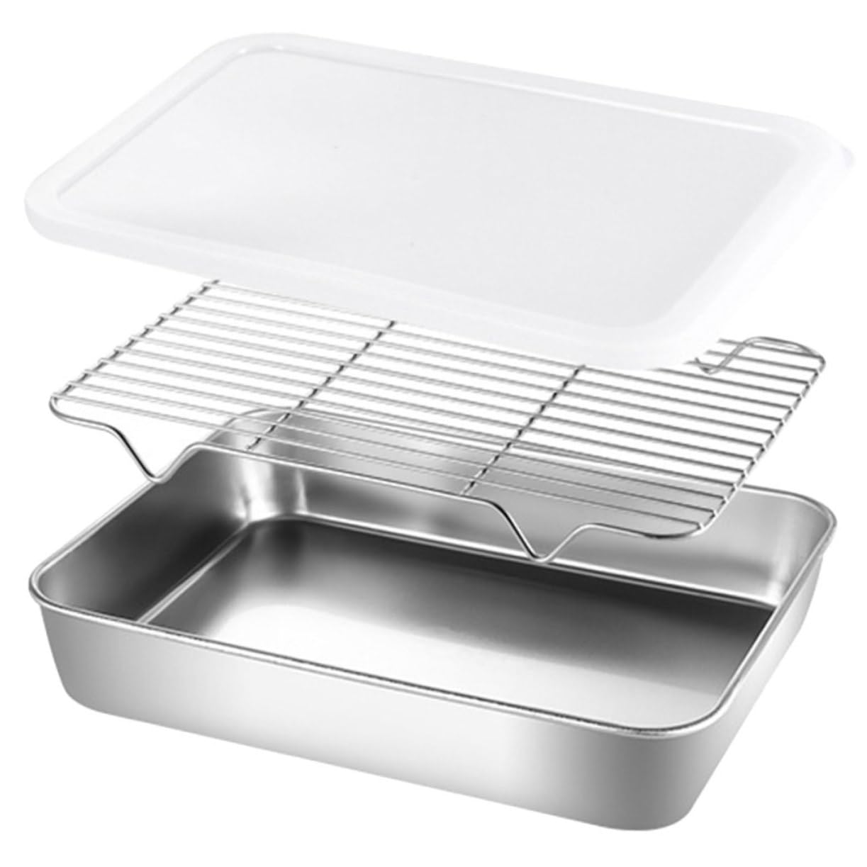 Garneck Multi-purpose Kitchen Supply Stainless Steel Grilling Pan Grill Drip Pan Vegetable Draining Plate