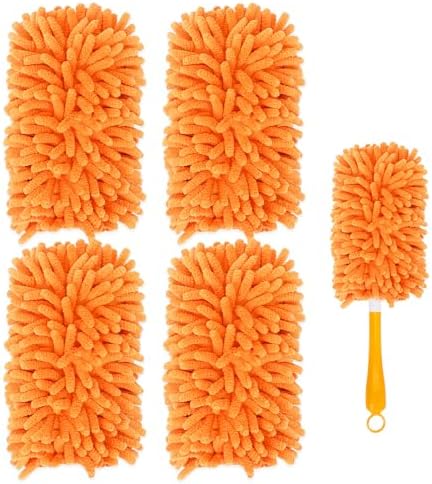 KEEPOW 4 Pieces Reusable Duster Refill, 360° Heavy Duty Duster Pads Refills, Compatible with Swiffer Hand Duster, for Cleaning Ceiling, Fan Hardwoods Window Kitchen Floor
