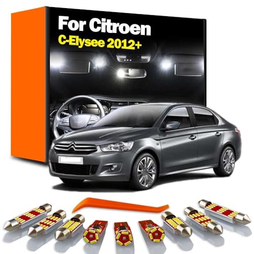 AVBVTQKV 10Pcs LED Interior Map Dome Trunk Glove Box Light Kit, for C-Elysee 2012+ Car Led Bulbs