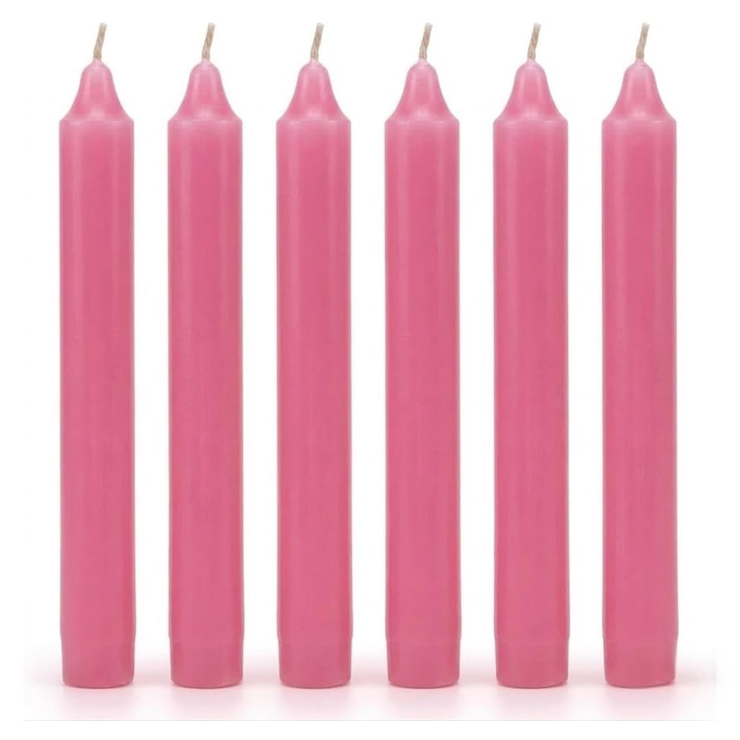 Venuscello® 25 x Tapered Dinner Candles Pink Paraffin Wax Unscented Long Burning Candle for Dining Tables Weddings Parties Events Restaurants & Home Decor