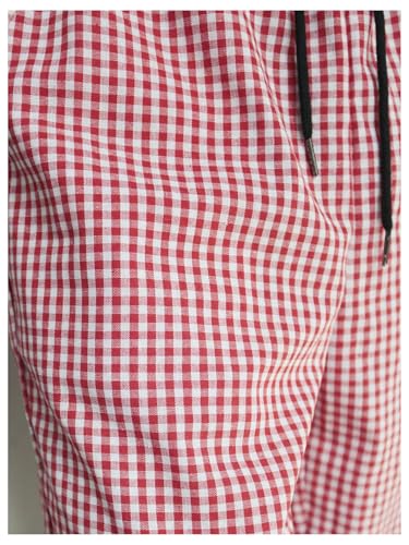 Men's Plaid Pants Checkered Drawstring Waist Casual Baggy Pants Trousers3