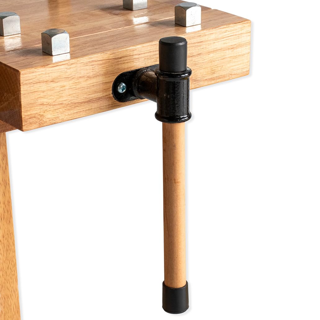 BAMATO Hobelbank WORK-1260 Werkbank Werkstatt Holz Spannzange Hobby | Robuste Hobelbank mit einfachem Aufbau | Inklusive je 4 Bankhaken aus Metall und Holz | Spannzange & große Werkzeugablage