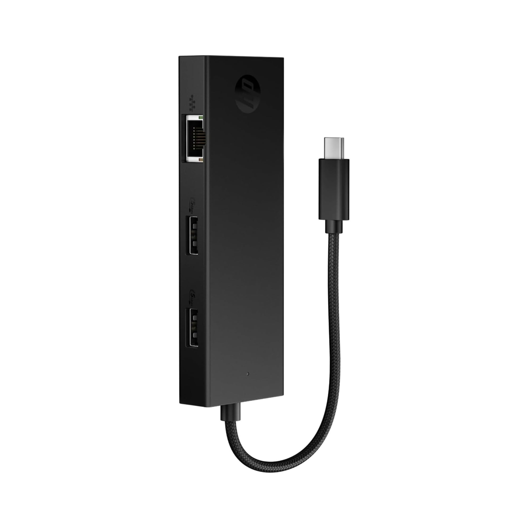 HP USB-C Portable Hub B8SV8AA - 4 Puertos (2X USB-A, 1x USB-C, RJ45 1GbE), Carga Rápida 7,5 W, Compatible Windows, MacOS, ChromeOS, iPadOS y Android, Ligero, Negro