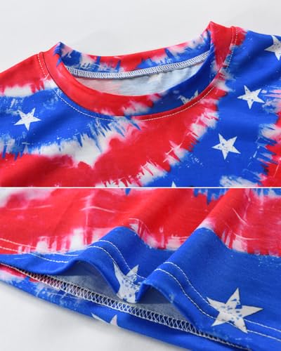 Image of DDSOL Girls July 4th Crop Tops Patriotic Shirt American Flag Short Sleeve Tshirts for Girl 6-14 Years