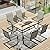 HERA'S HOUSE 7 Pieces Patio Dining Set, Outdoor Dining Set for 6, 6 x Textilene Padded C-Spring Dining Chair, 1 x Rectangular Large Surface Wood Like Table, for Lawn Garden Backyard