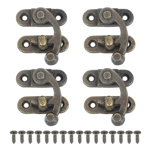 PATIKIL ボックスラッチ 3.2cm トグルキャッチロック ヒンジ ネジ付き パッチン錠 小型 装飾用 ケース キャビネット 木箱 家具扉 棚 ブロンズ