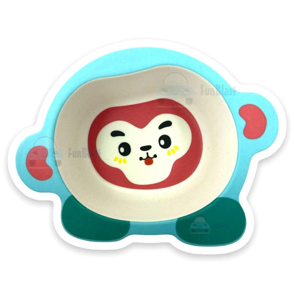 FunBlast Baby Feeding Bowl – Monkey Design Eco Friendly Bamboo Fiber Bowl for Kids/Baby Utensils Feeding Bowl Tableware for Kids and Toddlers (Multicolor; 1 Pc)