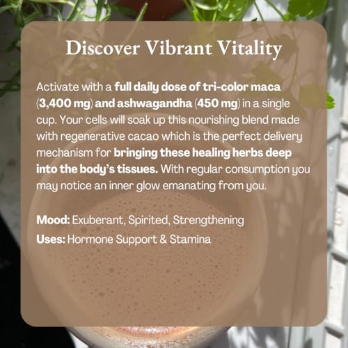 ORA Ceremonial Cacao - Vibrant Vitality - Organic 100% Cacao with Maca, Ashwagandha, Turmeric - Ethical - High Flavanol - Unsweetened - Heavy Metals Tested - 8oz