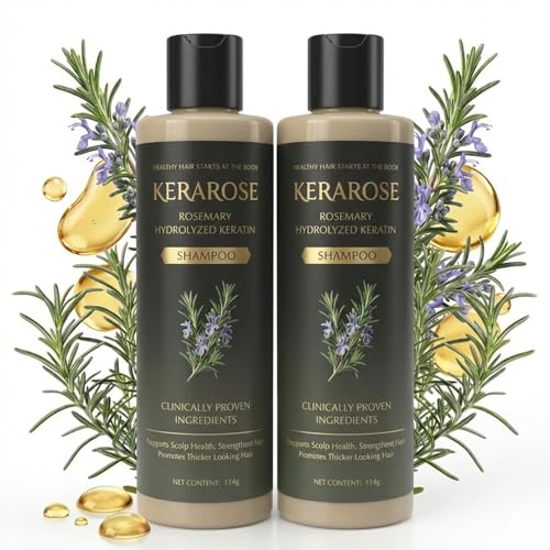 Naxifaxl Kerarose Rosemary Shampoo for Hair Growth | Natural Thickening & Rosemary Hydrolyzed Keratin Shampoo - Gently Cleanses Repairs and Protects Hair (3.39 Fl Oz (Pack of 2))