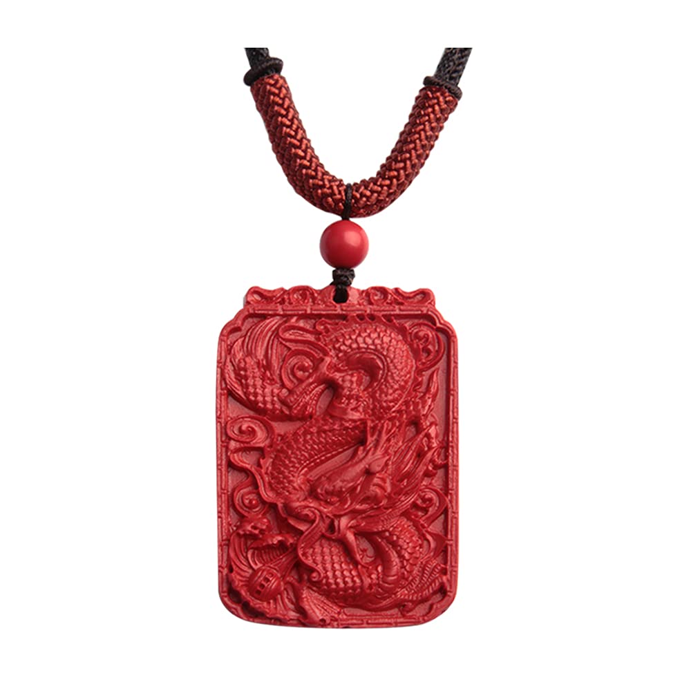 Acxico1 Pcs Chinese Natural Red Organic Cinnabar Dragon Necklace Pendant Lucky Amulet Hot