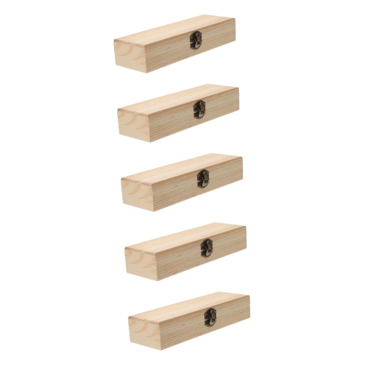 DOITOOL 5 Pezzi Scatola Portapenne Legno con Ampia Capacità Contenitore per e Cancelleria per Scuola e Ufficio Organizer Pratico e per Ottimo Natale