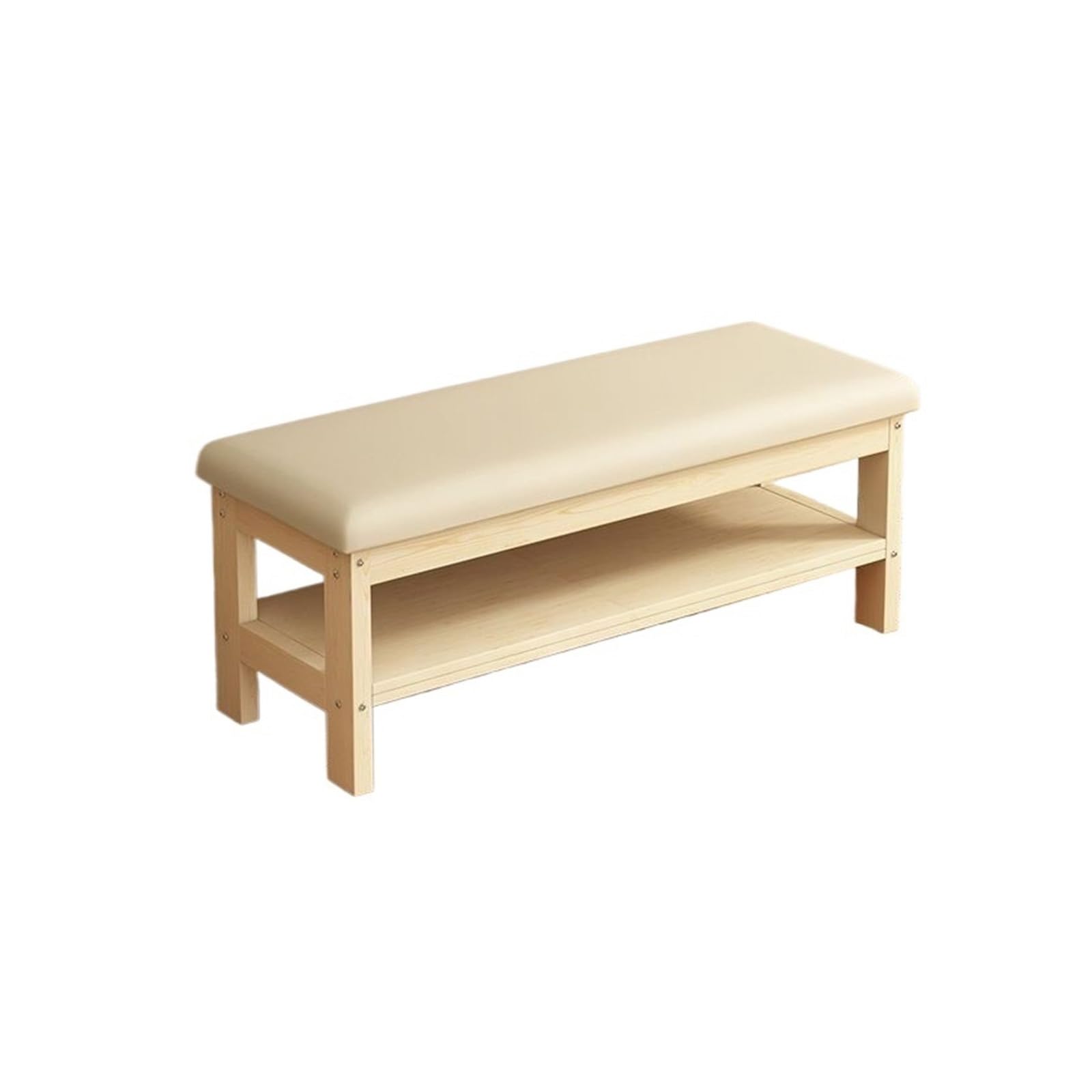 MYUYEE Shoe Bench Entryway- Shoe Rack Bench, Solid Wood Entryway Bench, Shoe Bench Storage Stool Multi-Function Double-Layer Shoe Rack Living Room Sofa Stool(Beige-100 * 30 * 45Cm)