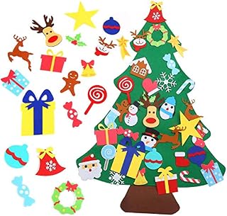DIYASY Felt Christmas Tree Decoration,Kids Felt Xmas Tree with 36pcs Ornaments for Christmas Home Decorations