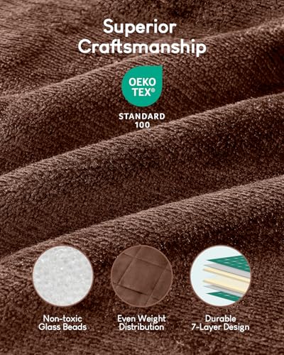 Image of Cottonblue Weighted Blanket for Adults 15 lbs Queen Size 60x80 in, Cozy Flannel Sherpa Fleece Weighted Throw Blankets Comfortable for Calming and Relax, Shaggy Bed Sofa Heavy Blankets, Chocolate Brown