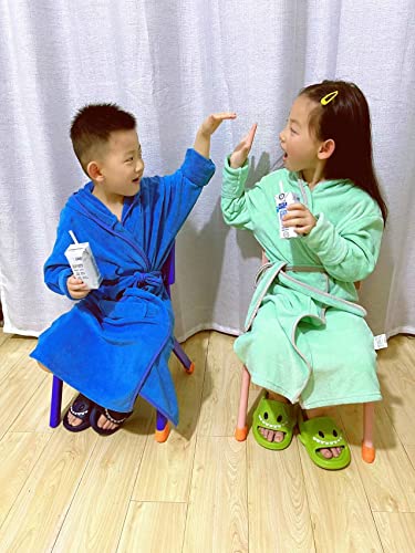 Swmstupf Boys Girls Bathrobe Soft Towel Hooded Robe 100% Turkish Cotton Bathrobe(Blue,9-10 Years) #TOP7