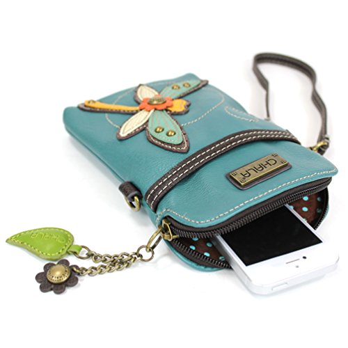 Image of CHALA Garden Animal Collection Cell Phone Crossbody Purse-Women PU Leather /Canvas Multicolor Handbag with Adjustable Strap