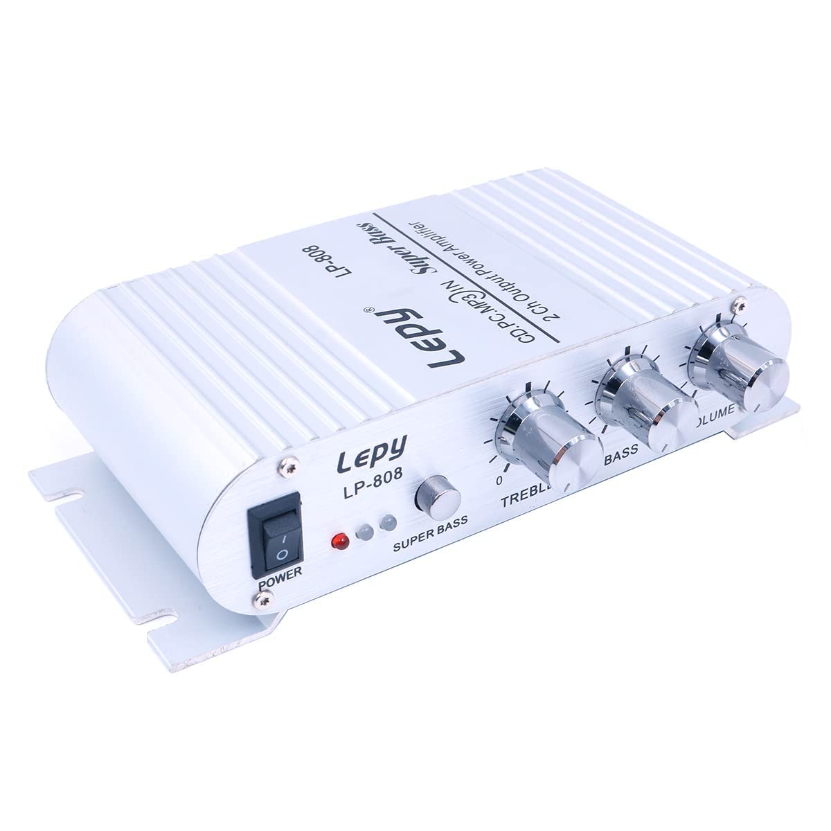 DollaTek LP-808 12V MiNi amplificatore HiFi portatile cablato con alimentatore 3A per telefono da casa per auto - Argento