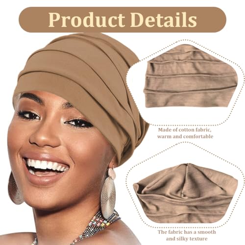 Frauen Chemo Hüte Turban Damen, Sommer Kopfbedeckung aus Baumwolle, Slouchy Kopfwickel Schlafmütze, Weicher Turban für Krebs und Haarausfall