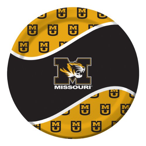8-Count Round Paper Dinner Plates, Missouri Tigers