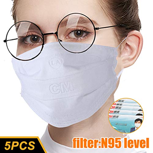 Preisvergleich Produktbild Atemschutzmaske n95 Schutzstufe Mundschutz 5 Pcs / Mundmaske / Gesichtsmaske / Atemschutz / Hygienemaske / Mundschutzmaske / Hypoallergene Maske von CM, Weiß