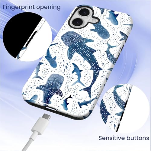 OURZPO Case Compatible with iPhone 17,Double Layer Protection, Matte Finish, Anti-Drop and Anti-Fingerprint Armor -Collage Blue Whales and Sharks by OURZPO - Used condition - Image 4