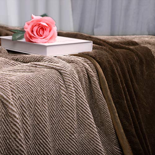 Image of Story@Home Flannel Light Weight Super Soft luxory Throw Blanket for the Bed Cozy Plush Polyster Solid Warm Fleece Couch Gradient Blanket for All Season, 90 inchx78 inch - 1 Pc, Brown