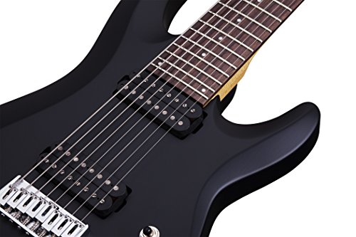 Schecter C-8 Deluxe Satin Black 8-String Solid-Body Electric Guitar, Satin Black #TOP1