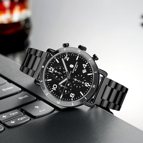 Image of Sapphero Chronograph Watch for Men - Analog Quartz Waterproof Stainless Steel Casual Luxury Date Watch - Gift for Men