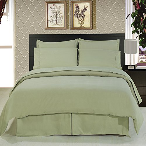 Royal Hotel Full size Solid Sage 600-Thread-Count 3pc Duvet-Cover-Sets and 1pc Siberian Goose Down Alternative Comforter 100 percent Cotton