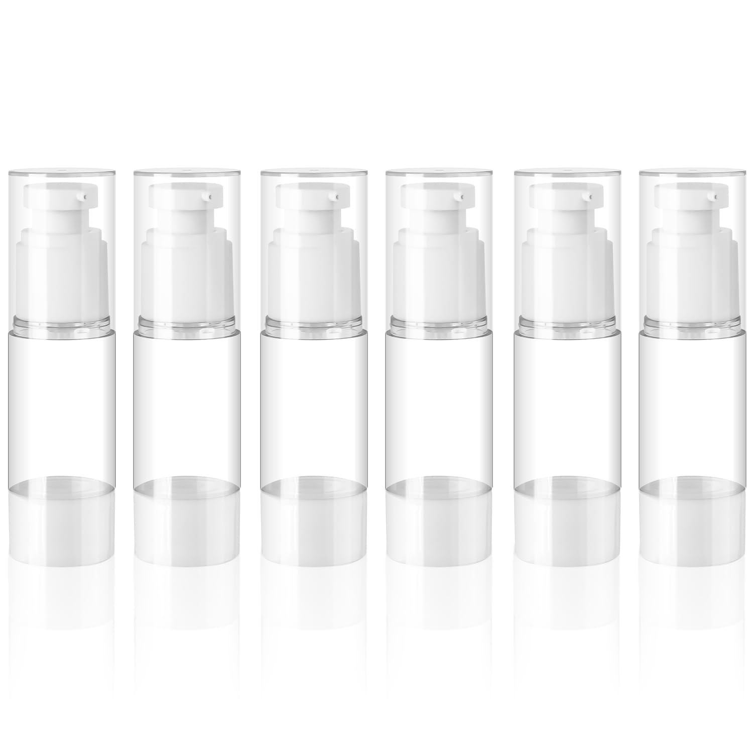 6 flaconi da 30 ml a pompa, ricaricabili vuoti, trasparenti, da viaggio, per fondotinta, essenza, crema, articoli da toeletta