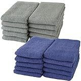 1275円お得！GamachaTowel フェイスタオル【 2色 20枚セット（グレー・インディゴ）】 キッチンや洗面所の手拭きに 使い勝手の良い薄手タオル 綿100％ 肌に優しく吸水速乾 普通サイズ