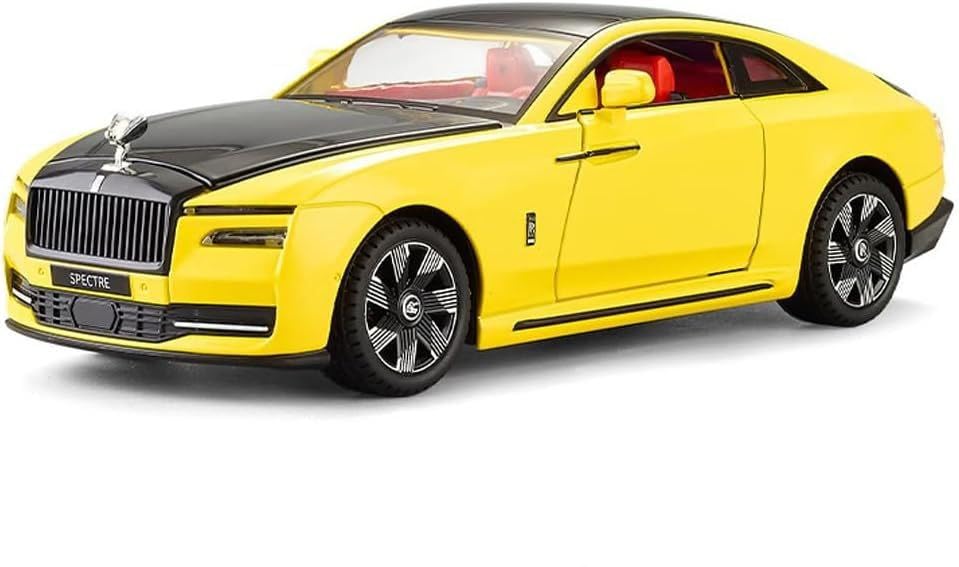 Image of 1:24 Rolls-Royce Spectre Diecast Metal Pull Back Car with 6 Openable Doors with Sound and Light Toy Decoration car Best Gift Toys for Kids (1.24 Rolls Royce Spectre - Yellow)