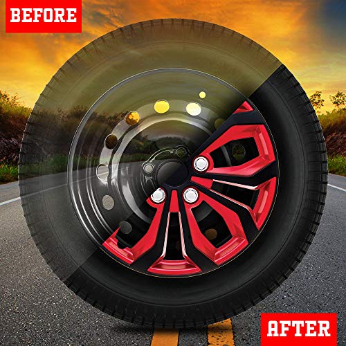 Swiss Drive Hubcap 17 Inch Set Of 4 Luxurious Black And Red Design Durable And Reliable Automotive Wheels Easy To Install Car Wheel Hubcaps 17-Inch #TOP5