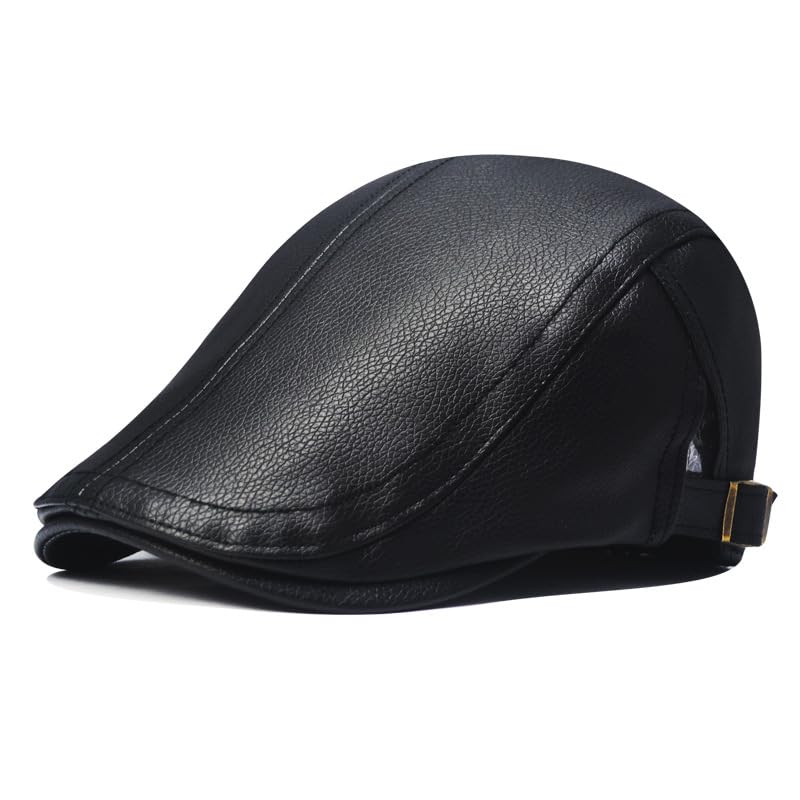 elaccent Men's Imitation Sheepskin Beret Leather Cap - Classic Forward Hat-picture-27