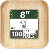 KoalaLove Palm Leaf Plates Bamboo Plates Disposable Square 8 inch 100 Bulk Party Pack Elegant Sturdy Design Better Than Paper and Plastic Plates (KoalaLove-PLP-8IN-100-Plates)
