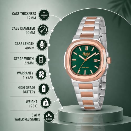 Image of Ajanta Quartz Astera Dial Stainless Steel Date Display Watch for Men