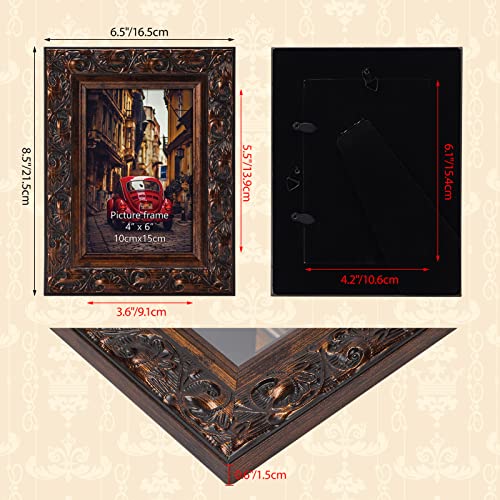 Mebrudy 4X6 Picture Frames Set Of 2, Vintage Antique Photo Frames For Wall Mount Or Table Top, Brown #TOP6